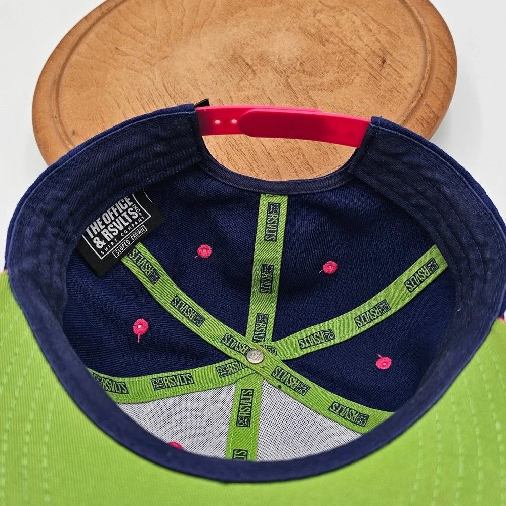 RSVLTS The Office Schrute Farms Beet Hat Sloped‎ Crown Navy Pink Snapback Cap